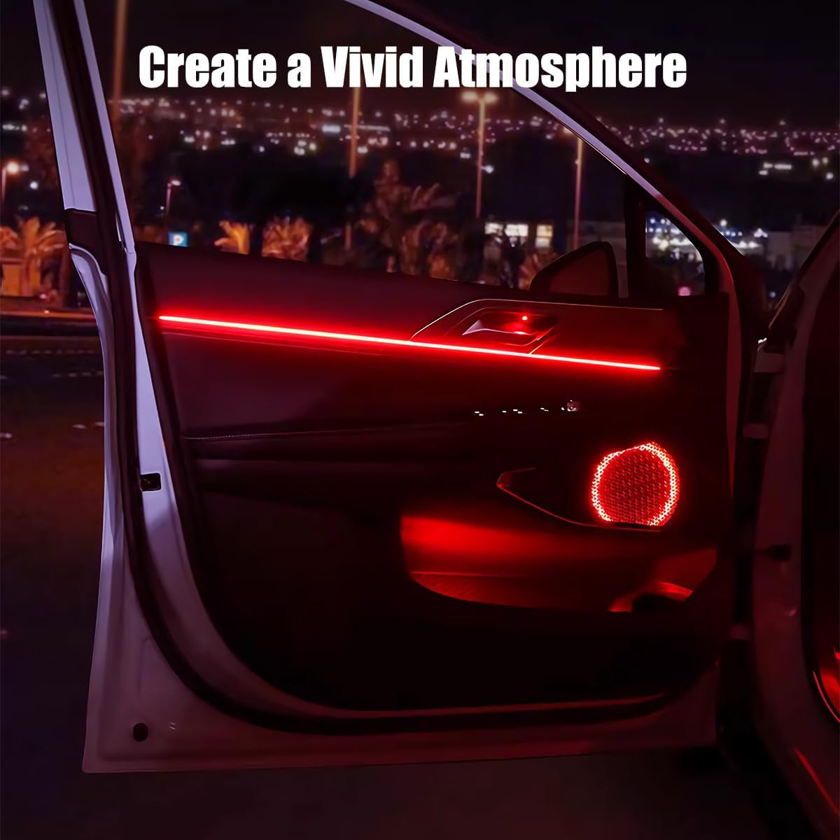 EL Wire Interior Car LED Strip Lights, USB Neon Glowing Strobing Electroluminescent Wire Lights with 6Mm Sewing Edge, Ambient Lighting Kits for Cars Garden Decorations (5M/16.5FT, Red)